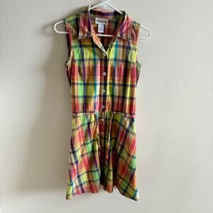 VTG Cambridge Dry Goods Women’s 4 Plaid Cotton Shirt Dress Sleeveless Preppy